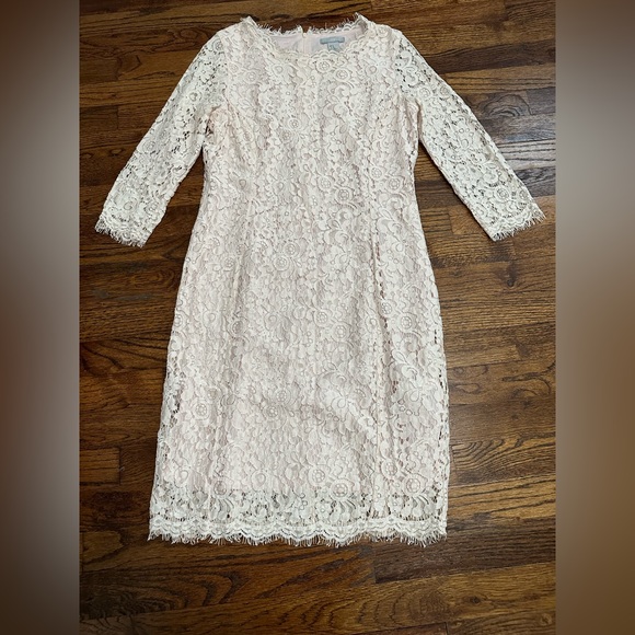 H&M Dresses & Skirts - 🦋 H&M Cream Sheer 3/4 Sleeve Dress Medium